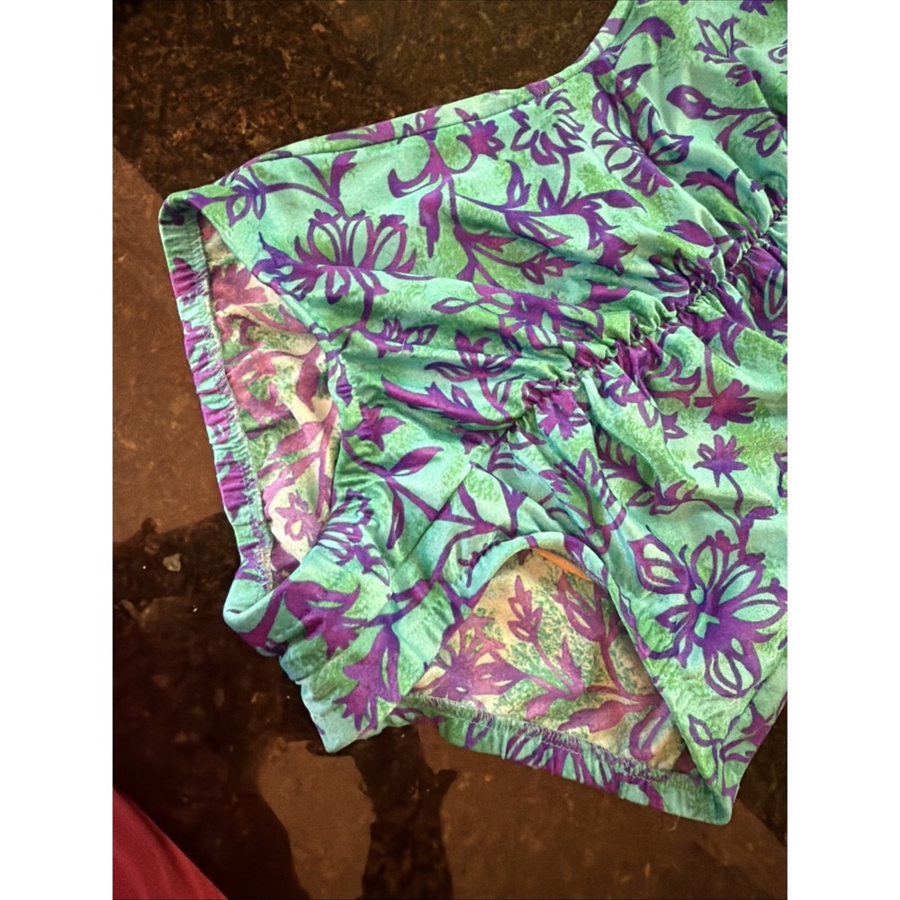 Maxine Of Hollywood Swimsuit One Piece Ruched Slimming Sz 6/8 Blue Floral Modest - Picture 2 of 12